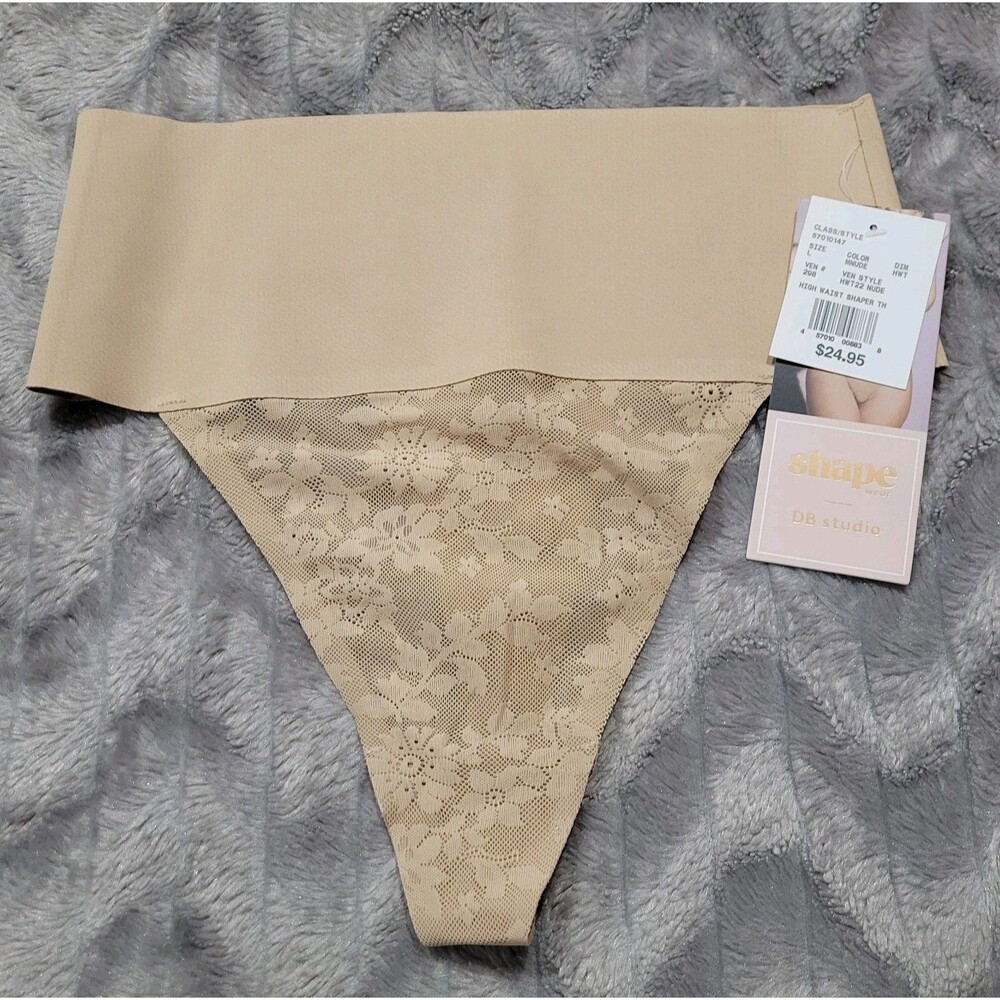 Shape Wear DB Studio Size L Tan High Waist Shape Thong Underwear NWT